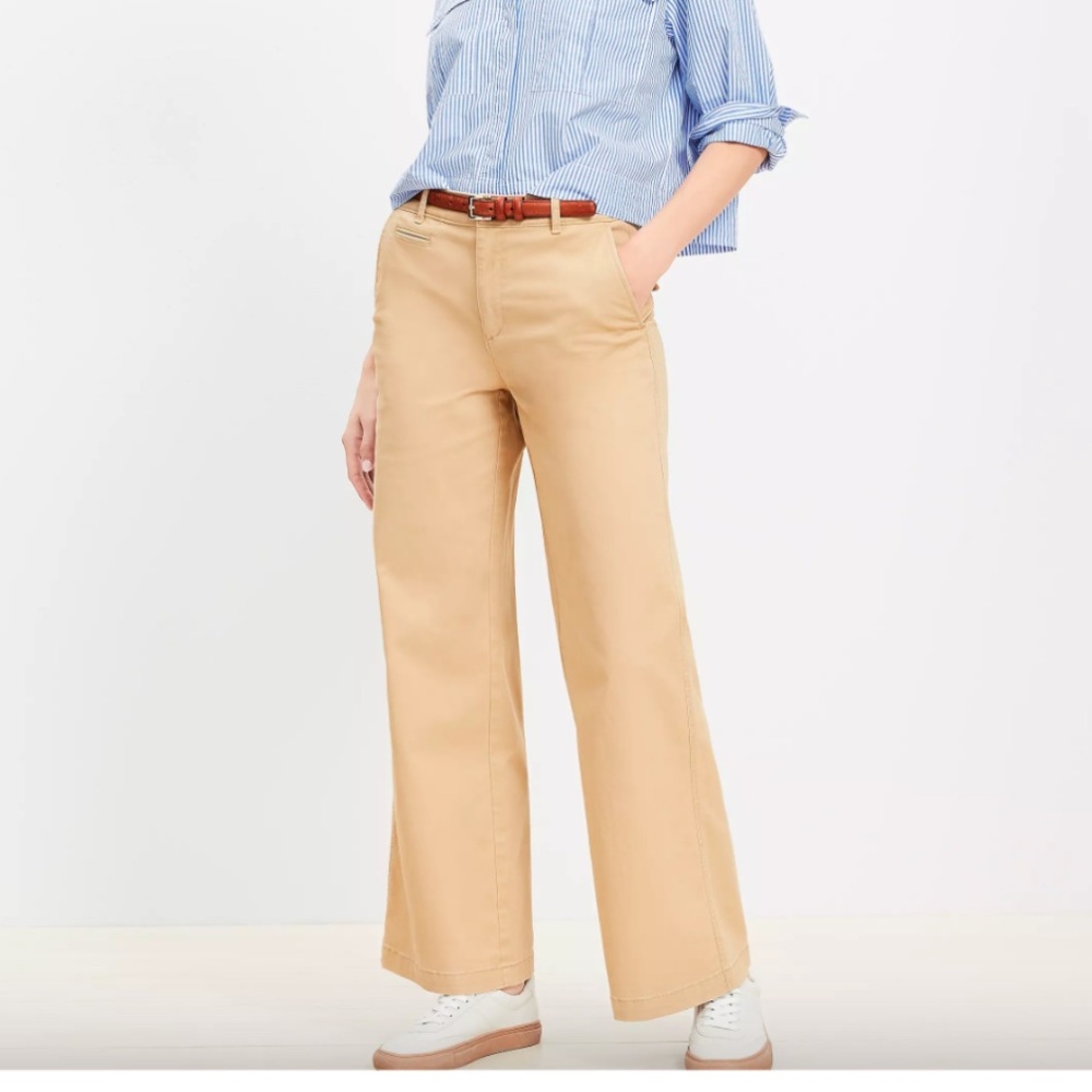 Loft Monroe Wide Leg Khaki Pants